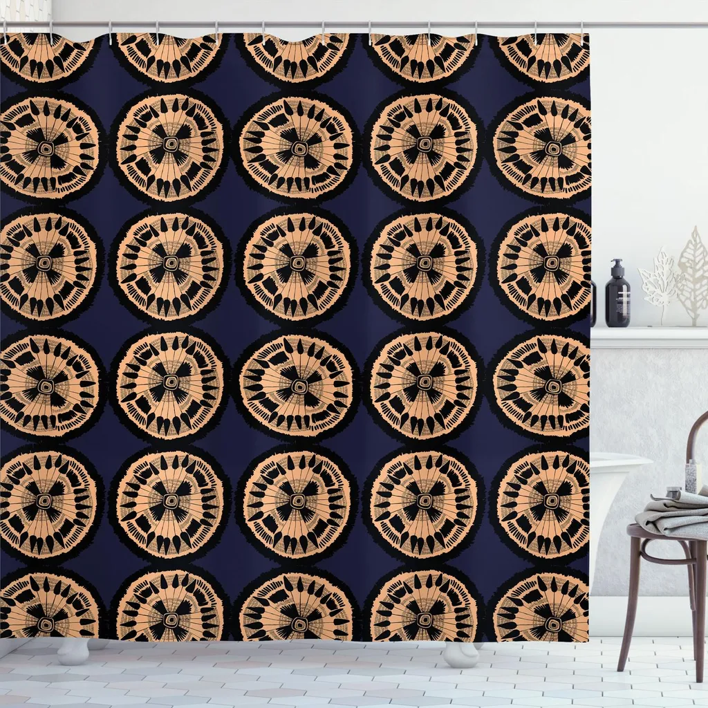 Tenda Doccia Moderna Etnica Blu Pesca 175x200cm ABAKUHAUS