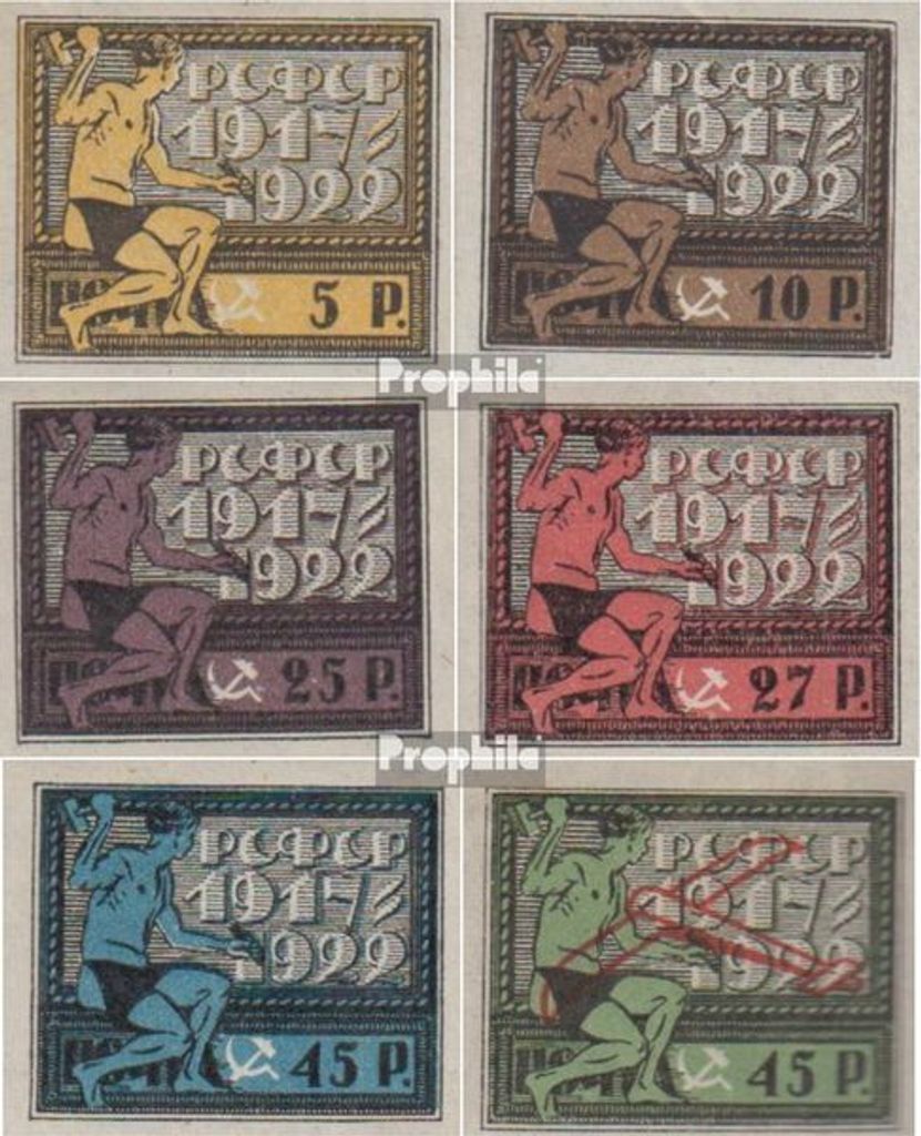 Briefmarken Russland 1922 Mi 195x-200x (kompl.Ausg.) gestempelt Revolution