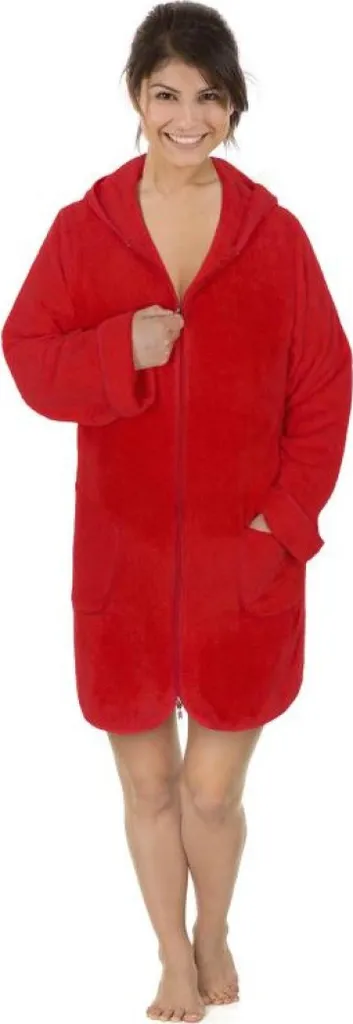 Vestaglia Donna Spugna Cotone con Zip Rosso XXL | Morbidezza Casa