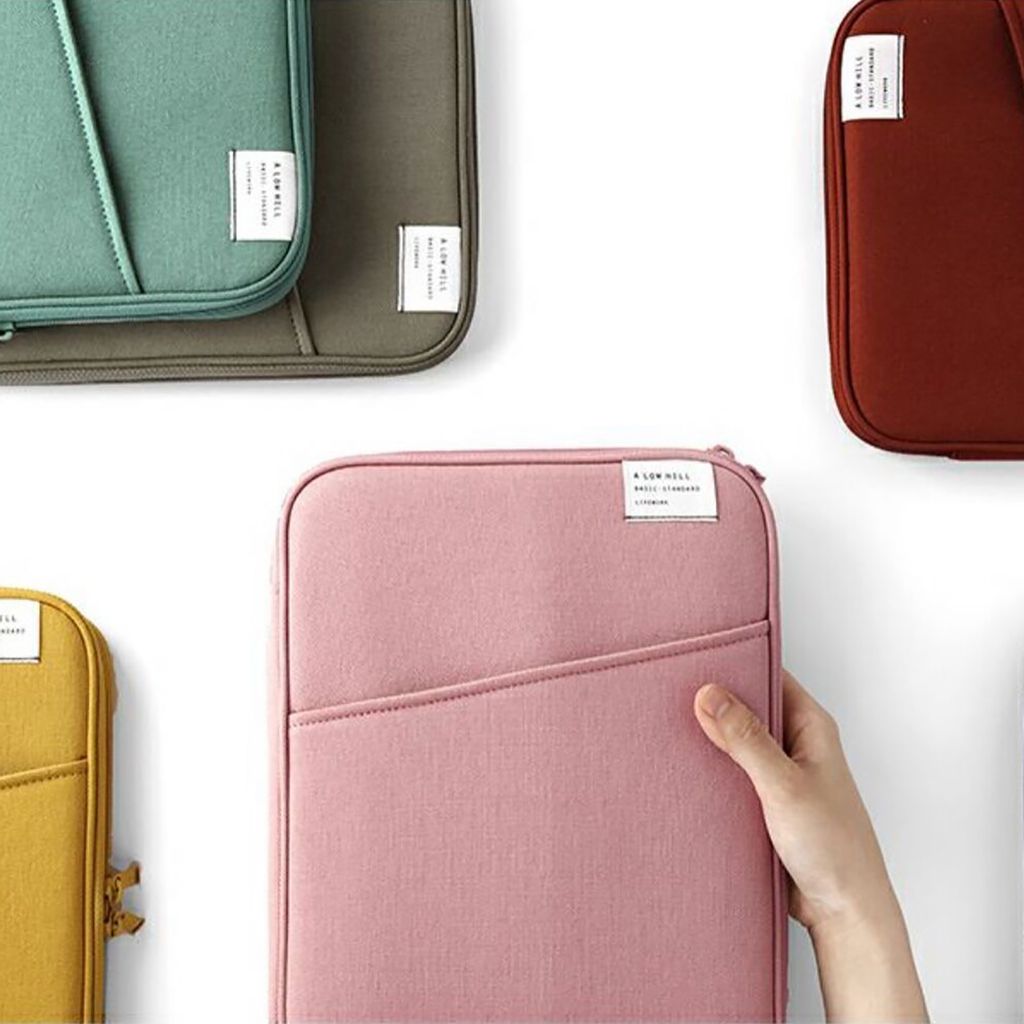 11 Zoll Laptoptasche Wasserdicht Staubdicht INS Fabric Solid Color Laptop Handtasche für Outdoor-Pink