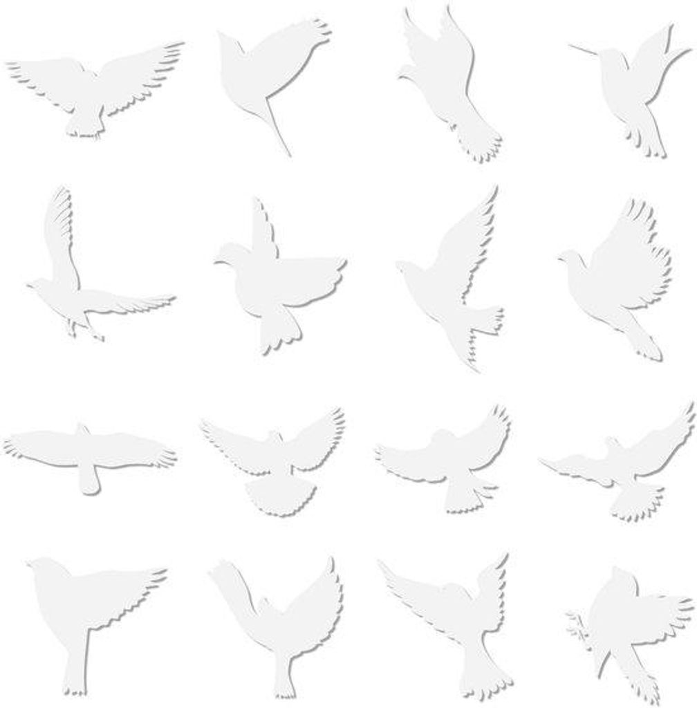Vogelschutz-Sticker Set, groß, durchscheinend, 16-Stück