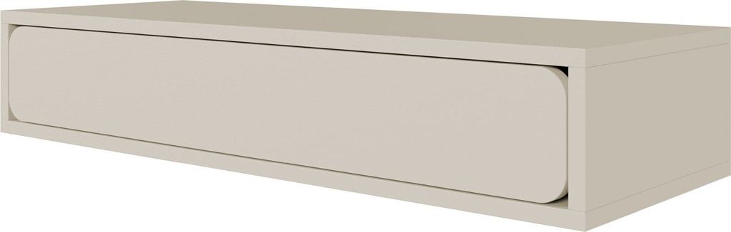 A floating console with a drawer, shown at an angle against a white background.