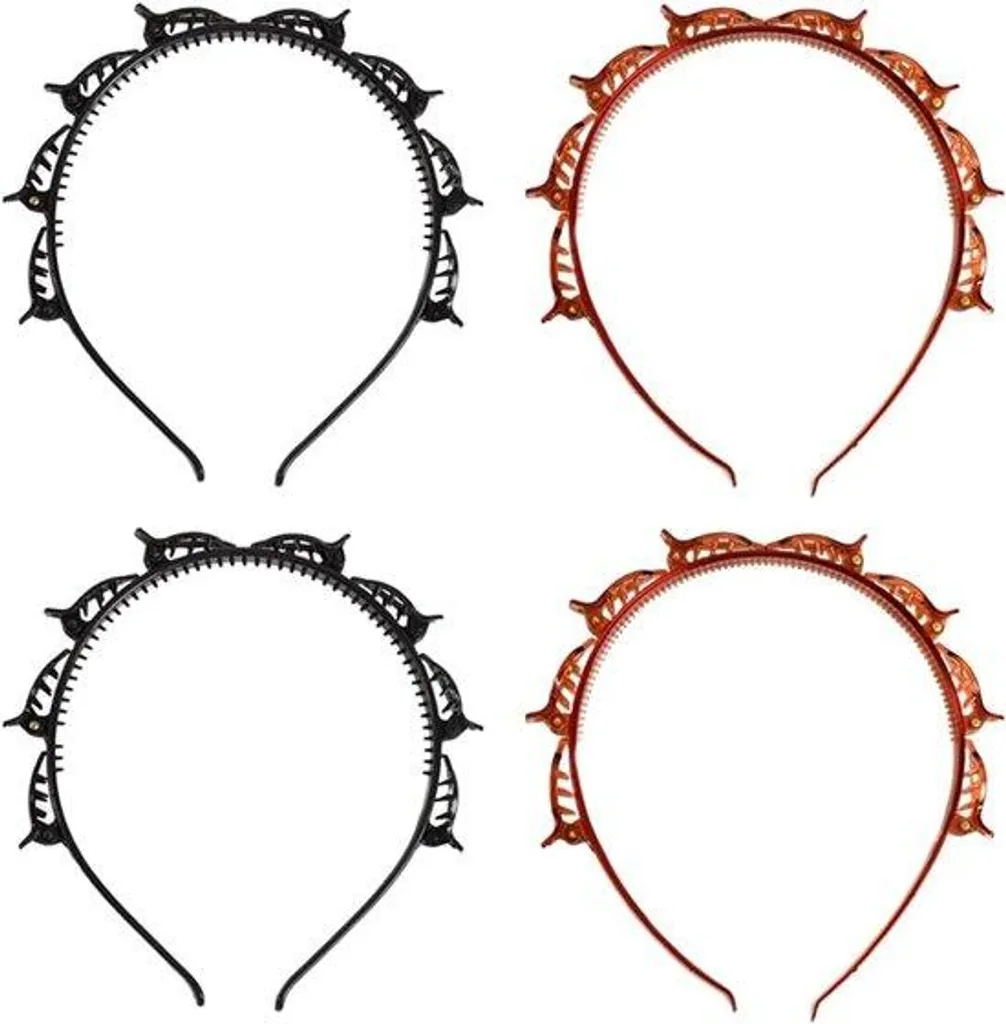 Pince à cheveux double avec clip peigne intégré Noir et Écaille - Lot de 2