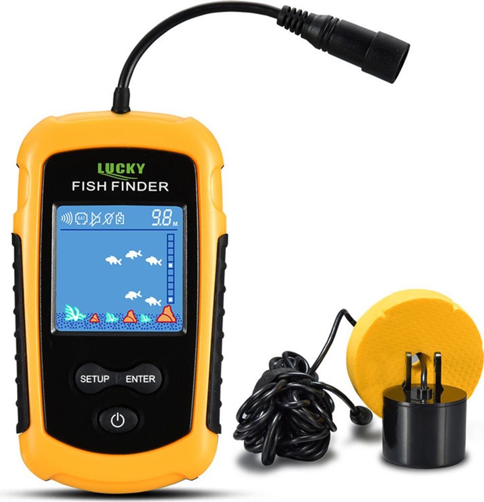 LUCKY Kajak Tragbares Fisch Tiefenmesser Wasser Handlich Fisch Finder Sonar Gießbar Kajak Boote Fischfinder Geber Angeln LCD Display