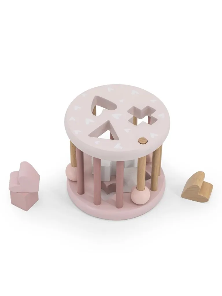 Jouet à encastrer en bois Roue de tri des formes pour enfant Rose