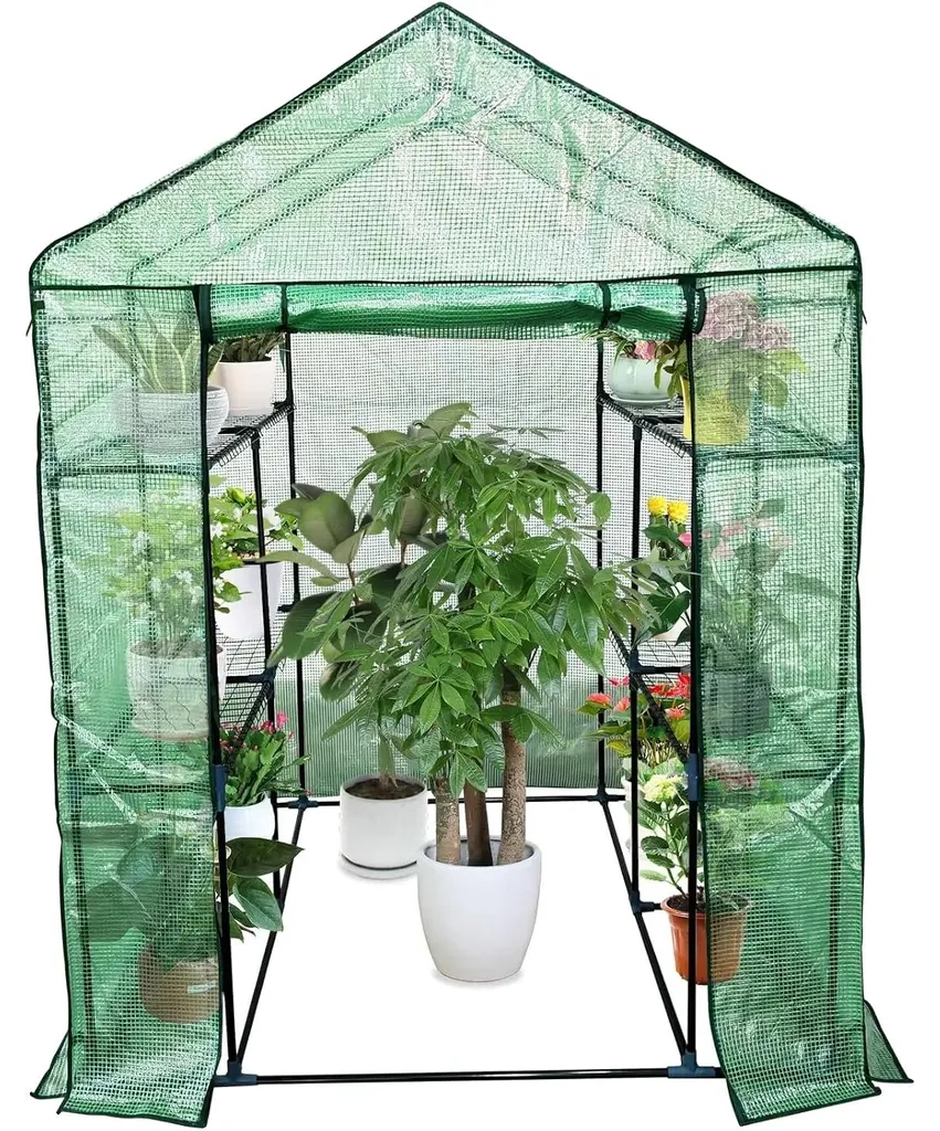 Serre de jardin anti-gel 143x216x195 cm bâche verte contre intempéries