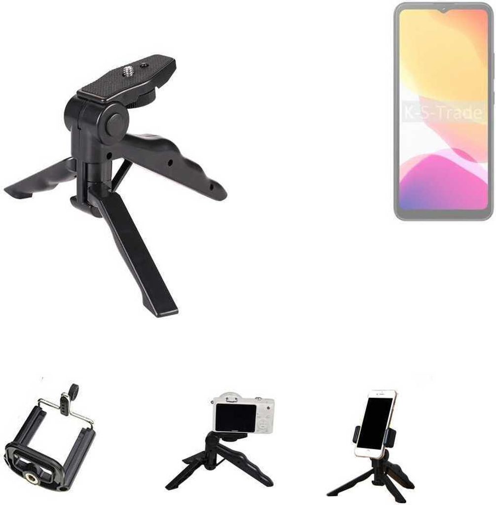 K-S-Trade Stativ Tisch-Ständer Dreibein Handy-Stativ Ständer kompatibel mit Cubot Note 21 Mini-Stativ Smartphone Tripod Handy-Stativ aus Plastik