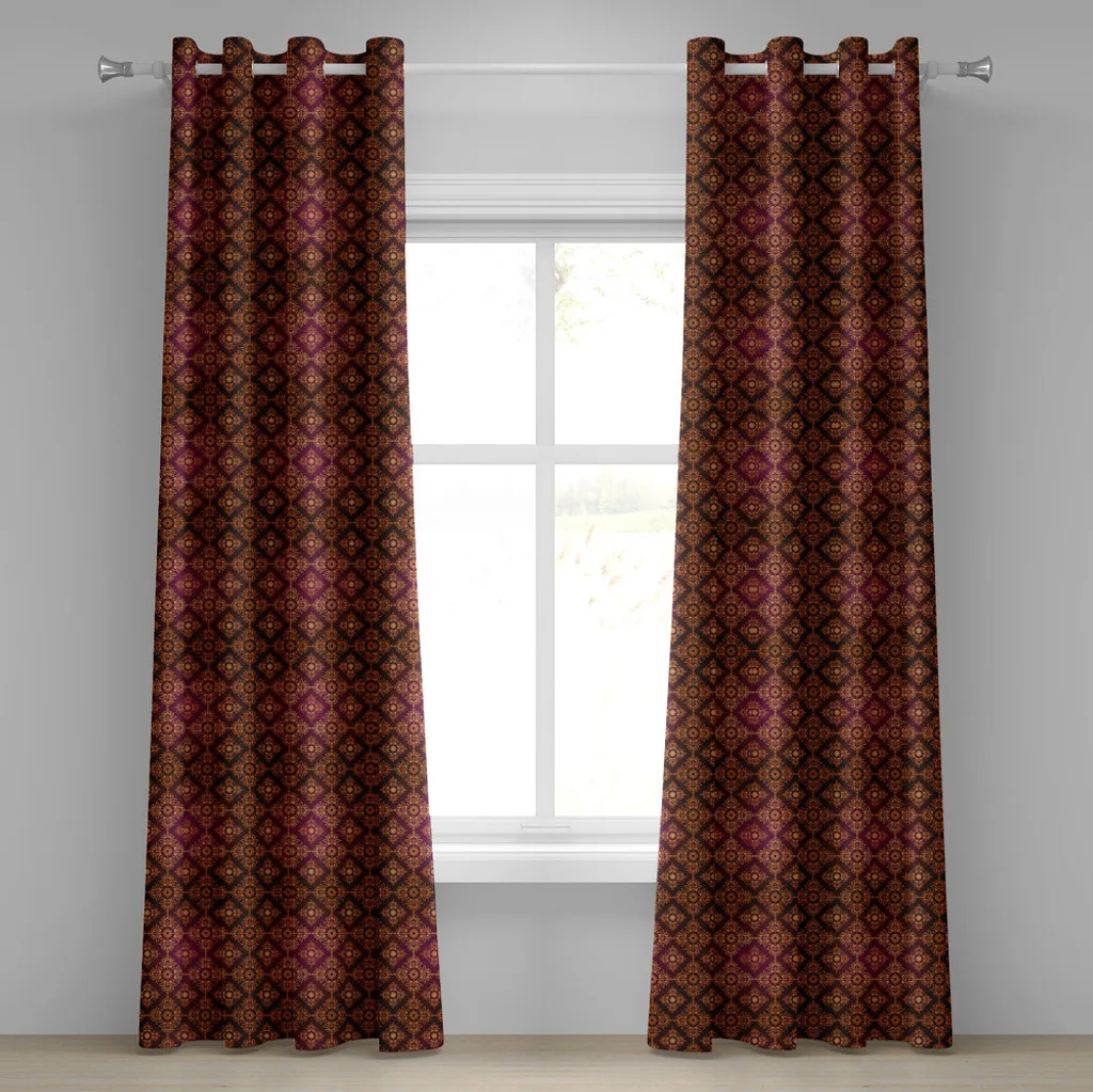 Paire de rideaux décoratifs 2 panneaux motif floral abstrait 280x245 cm
