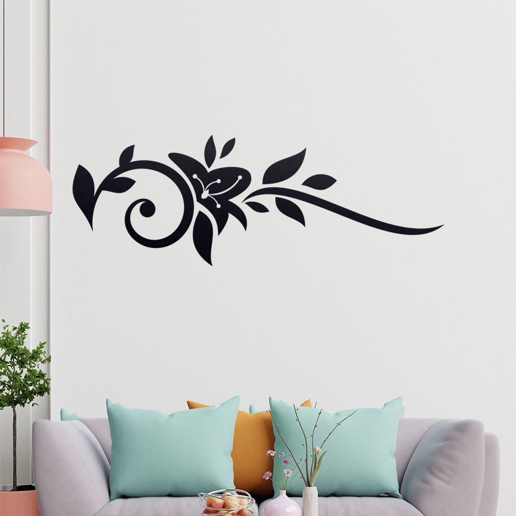 Blume - Linien Wandtattoo in 6 Größen - Wandaufkleber Wall Sticker - Dekoration, Küche, Wohnzimmer, Schlafzimmer, Badezimmer