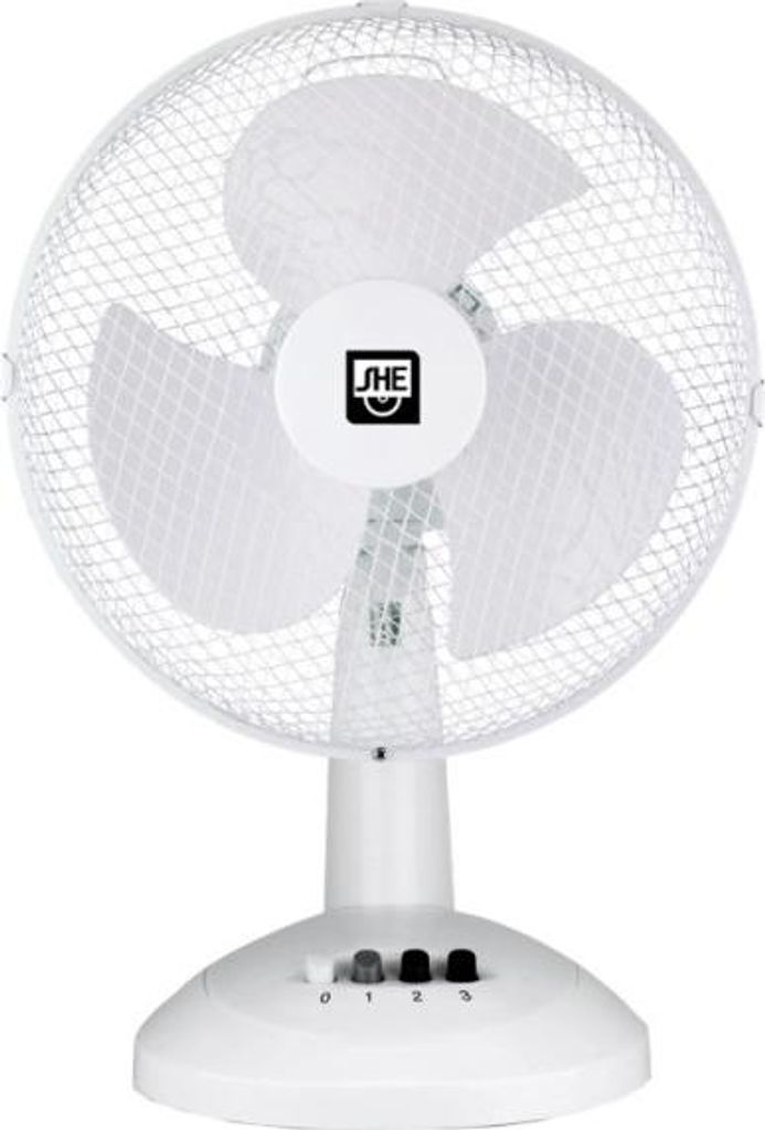 SHE Tischventilator 40W 40cm osz. stufenlose Neigung weiß Produktbild 