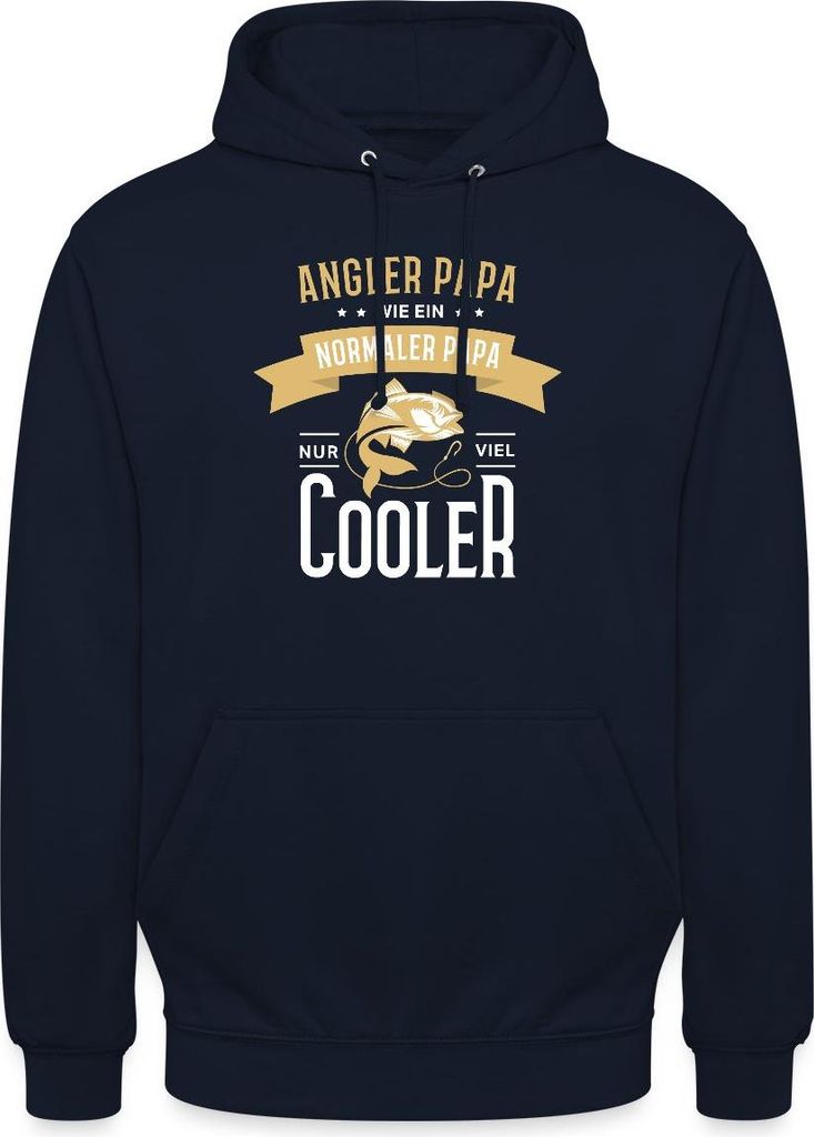 Spreadshirt Angler Papa Wie Normaler Papa Aber Cooler Uni Hoodie, XL, Navy