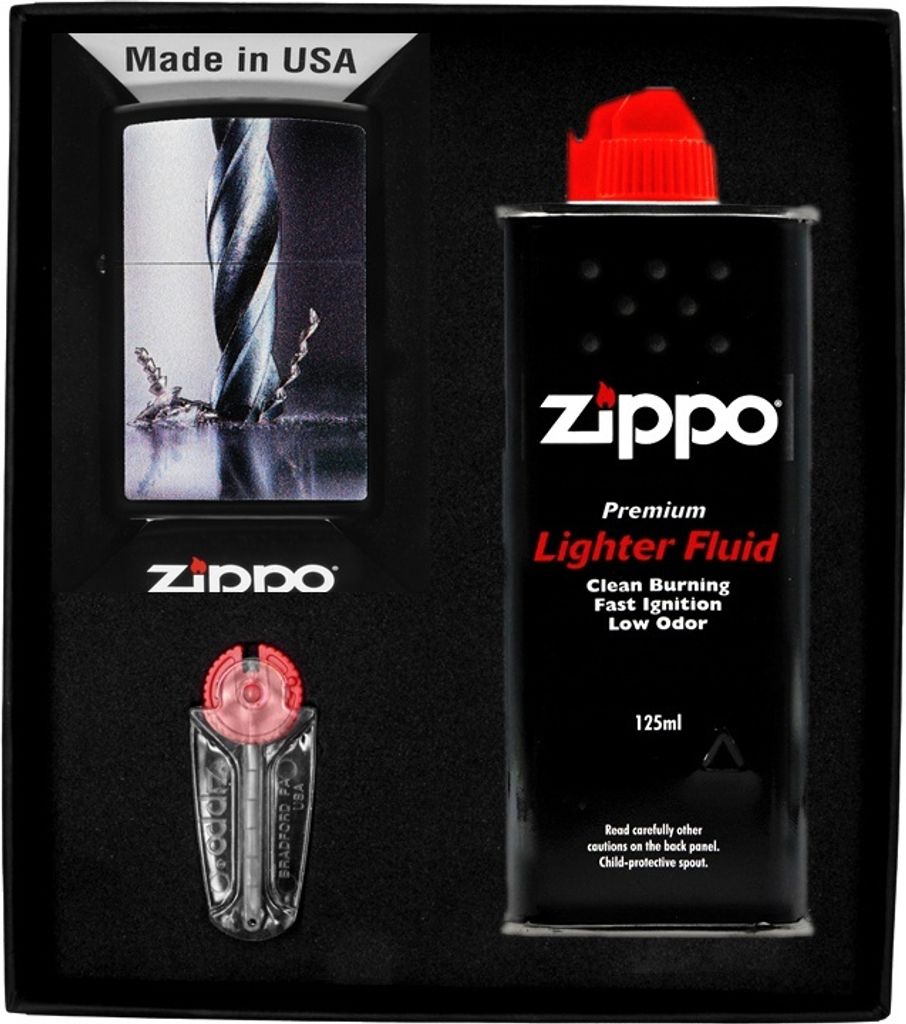 ZIPPO Feuerzeug-Set METAL DRILL DESIGN Geschenk No1