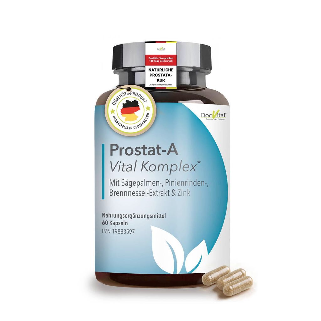 DocVital Prostata Komplex Kapseln - 2 Monatsvorrat - Sägepalmenextrakt, Kürbiskernextrakt, Zink, Vitamin D3 & mehr - Prostat-A Vital Komplex