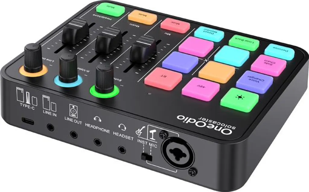 Oneodio Solocaster carte son avec effets DSP et Bluetooth pour podcasting