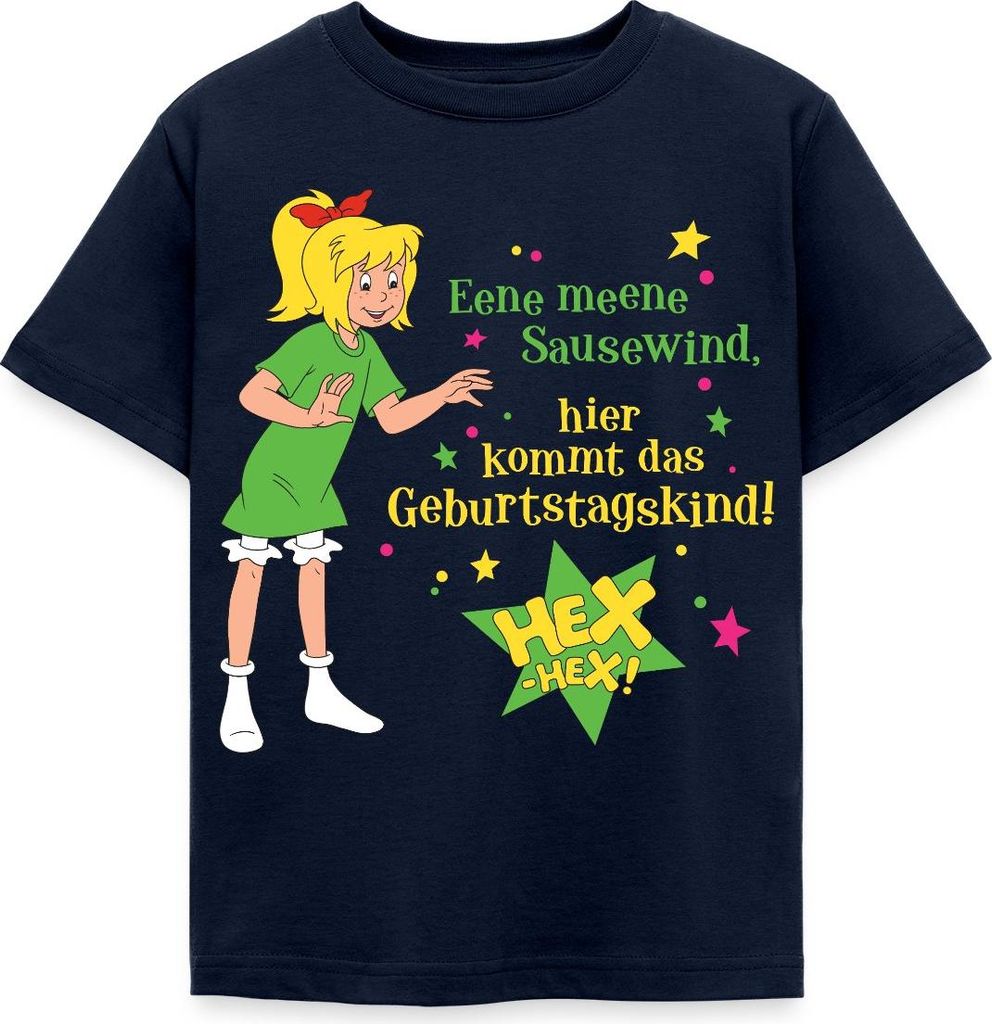 Spreadshirt Bibi Blocksberg Geburtstag Bibi & Spruch Kinder T-Shirt, 122/128 (7-8 Jahre), Navy