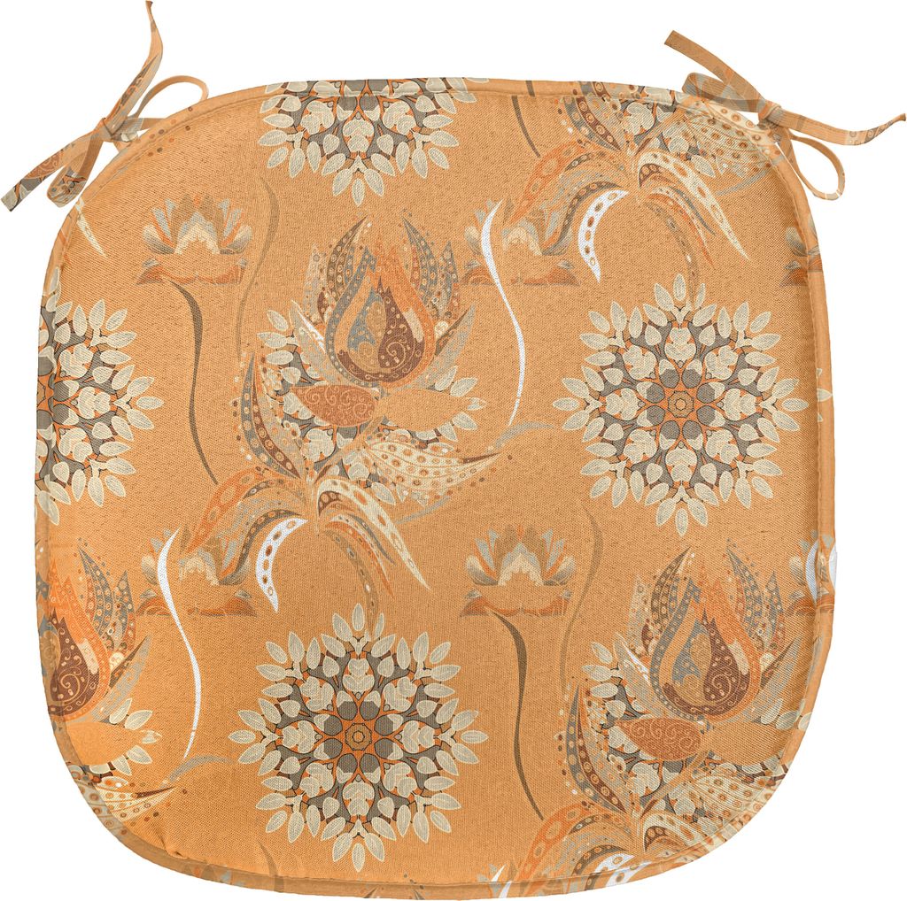 ABAKUHAUS Weiß und Schwarz Polster für Esszimmerstühle, Ottoman Garten, Dekoratives wasserfestes Kissen mit Riemen für Küchensitze, 40 cm x 40...