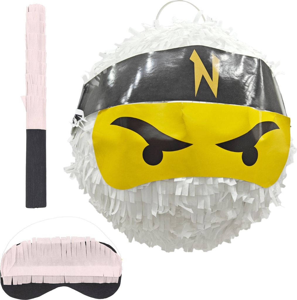 Relaxdays Pinata Ninja, con bastone e maschera, pinata per Immagine del prodotto 