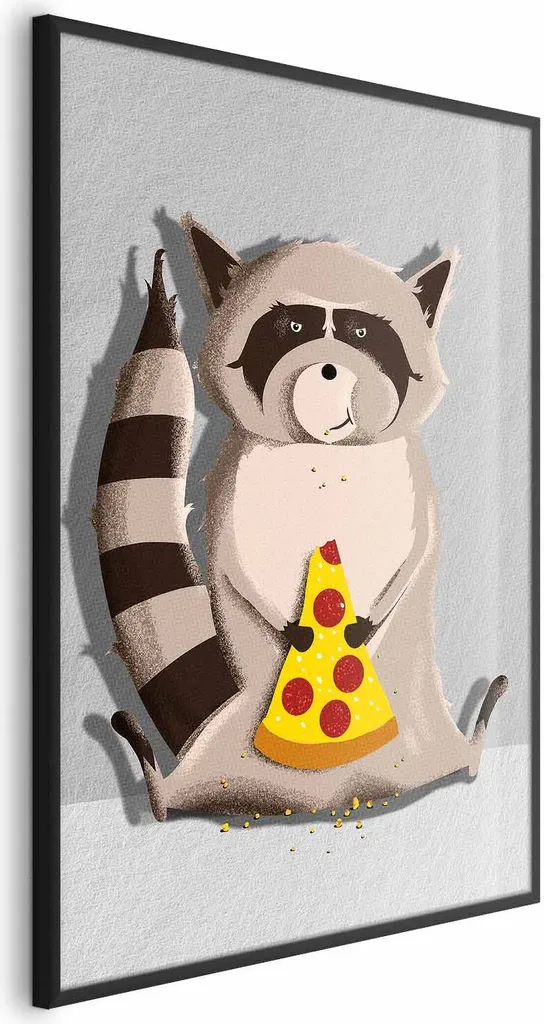 Poster Raccoon Gastronomico 40x60 - Cornice Nera Qualità Premium