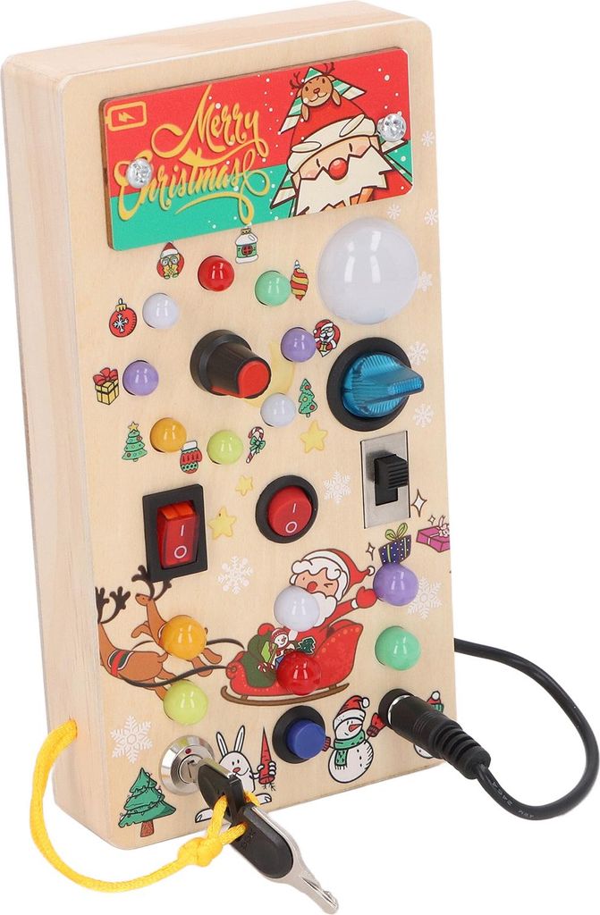 Busy Toddler Board mit 8 LED-Lichtschalter Holz Weihnachten Produktbild 