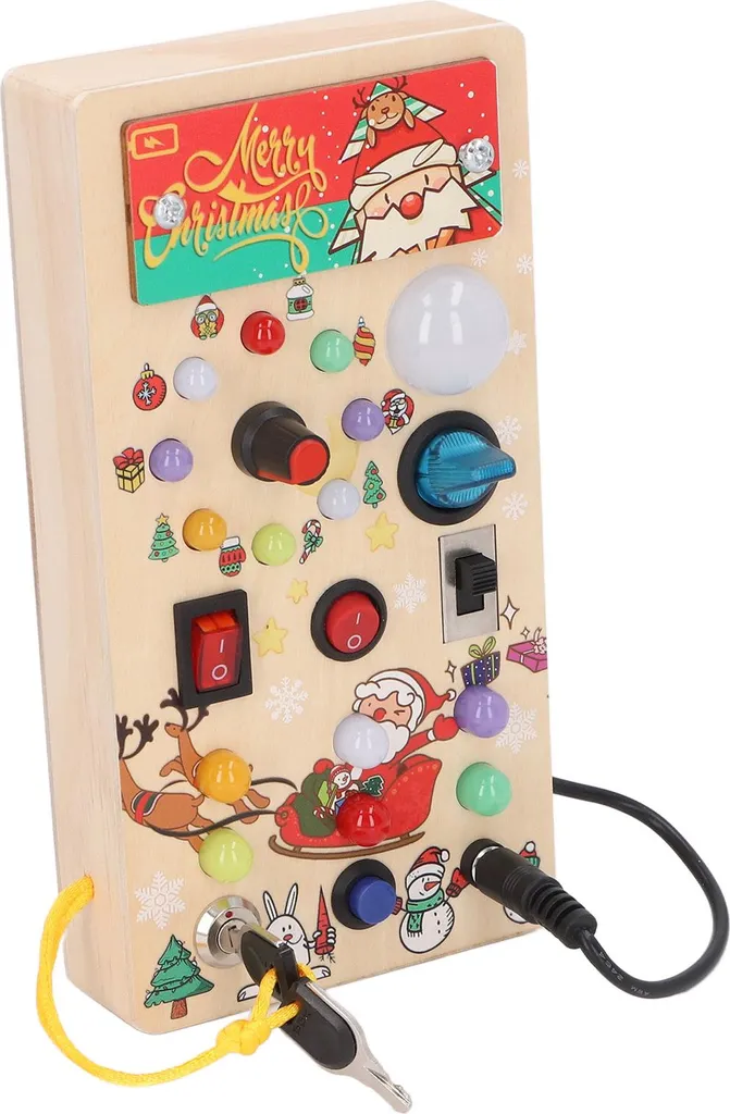 Busy Board lumineuse en bois pour bébé - Tableau d'activité éveil LED