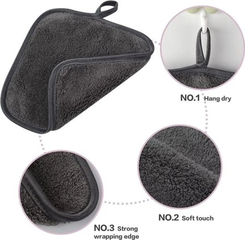 Lingette microfibre démaquillante douce pour visage - Lot de 5 gants