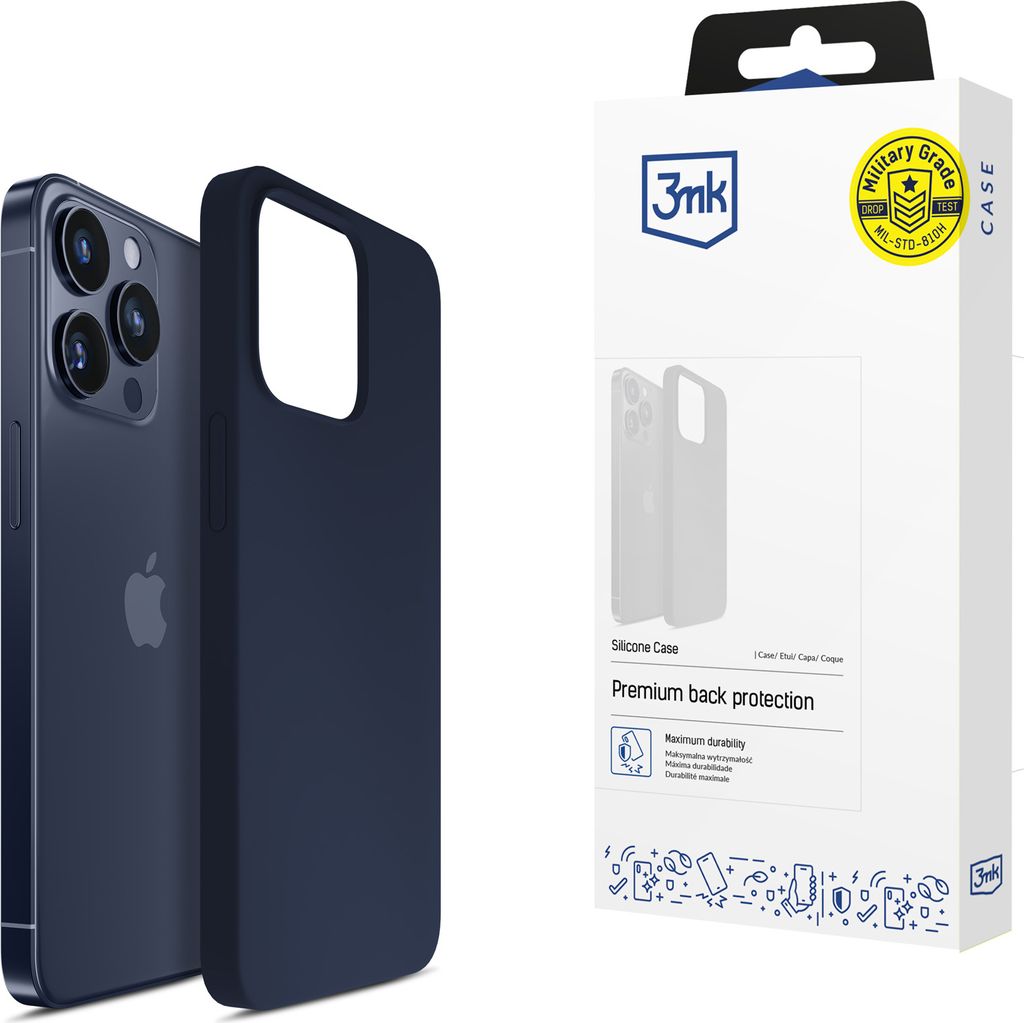 3mk Schutzhülle Silicone Case Cover für Apple iPhone 15 Pro Dark Navy schwarz Backcover