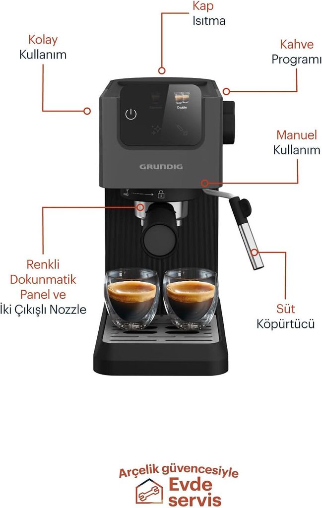 Ekspres przelewowy Grundig 15 bar dysza do mleka KSM 4330 Zdjęcie produktu 3