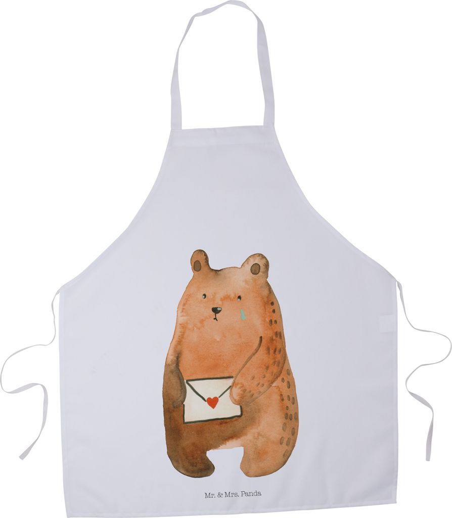 Mr. & Mrs. Panda Schürze Bär Liebesbrief - Weiß - Geschenk, Freund, Freundin, Vermissen, Küchenschürze, Teddy, Partner, Grillschürze, Kochsch...