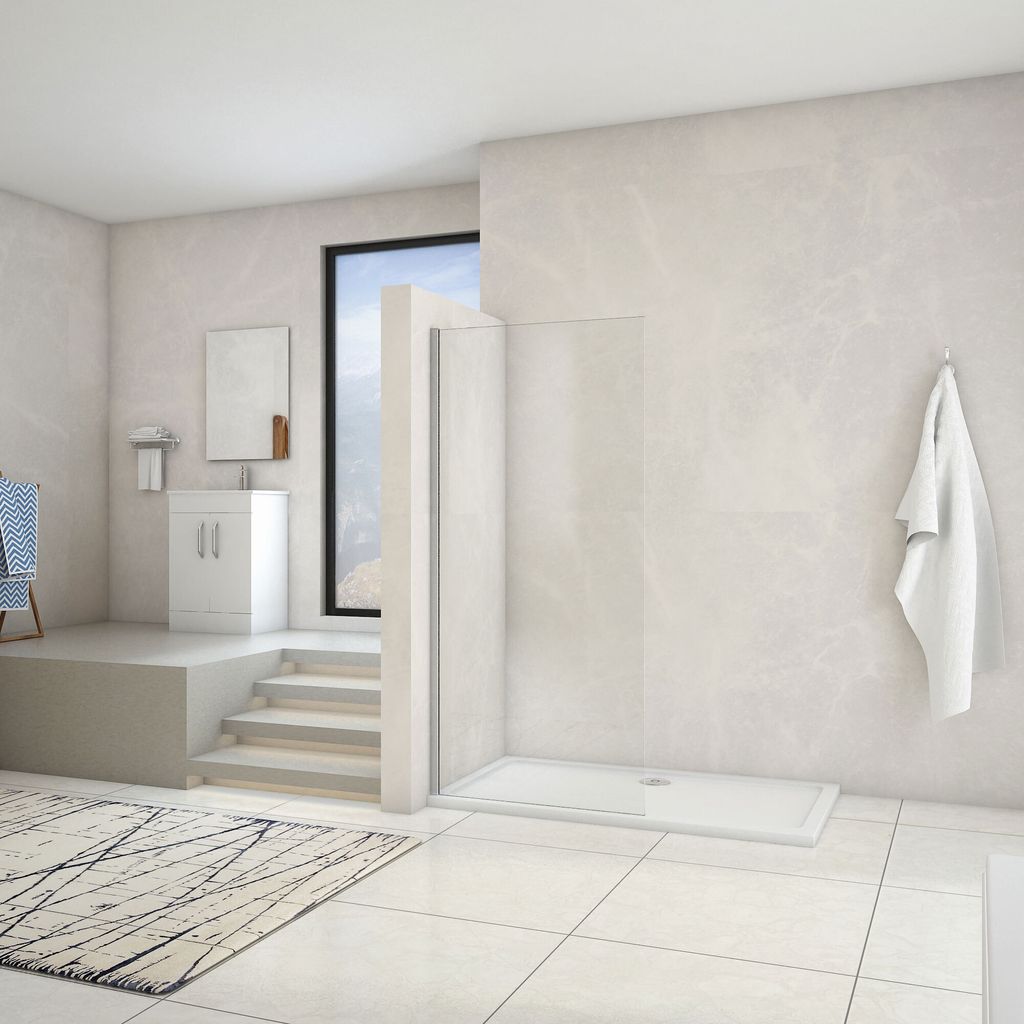 Walk in Duschkabine B.160xH.200cm Duschwand 8mm NANO ESG-Glas Duschabtrennung ohne Stabilisator Duschtrennwand