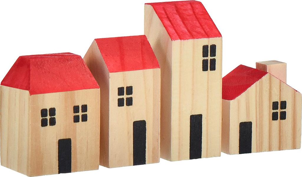 Dekorative Skandi-Holzhäuser für stimmungsvolle Inneneinrichtung, 4 Stück