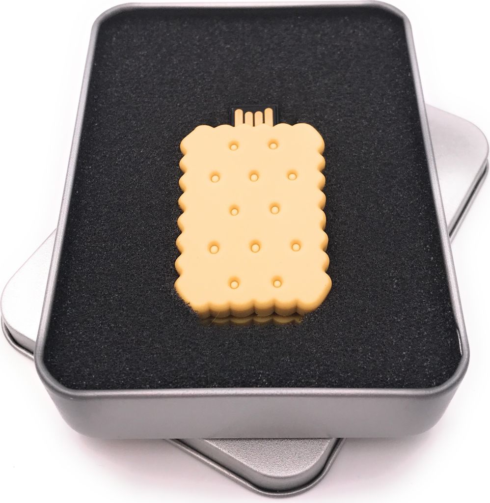 Onwomania Keks Gebäck Knabberei Doppelkeks Schokolade USB Stick in Alu Geschenkbox 32 GB USB 2.0