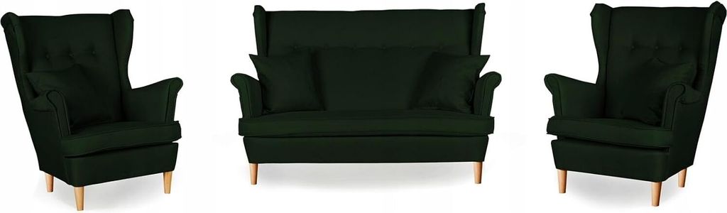 Family Meble Set aus Sofa + 2 Sessel Ari 2-Sitzer Sofa Couch Zierpolsterung Freistehendes Lounge Sofa Bequem zum Entspannen Wohnzimmer Büro (TWI 1...