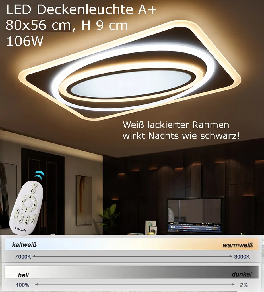 Plafonnier LED Rectangulaire XW093 avec Télécommande et Intensité Variable