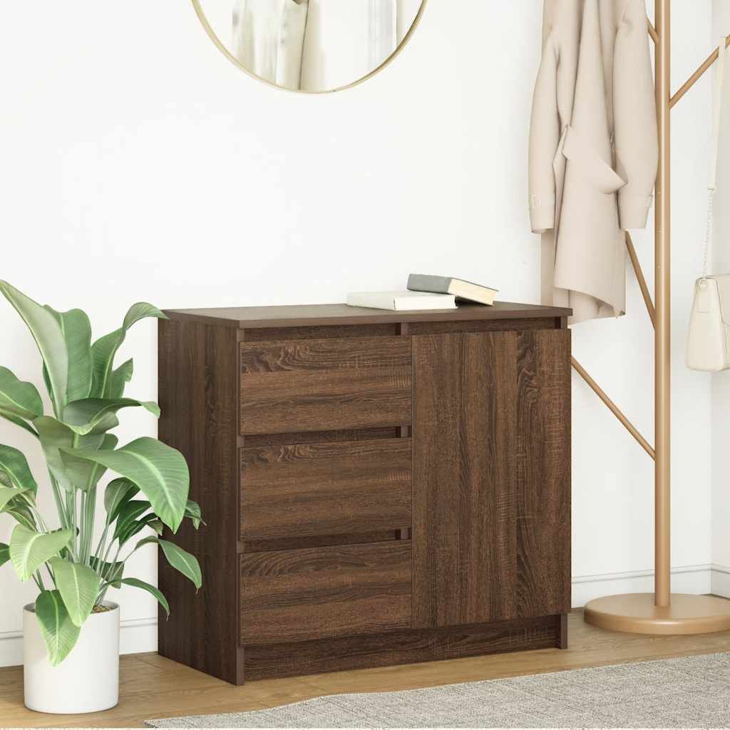 Maison Exclusive - Sideboard mit Schublade Braun Eichen-Optik 71x35x65 cm