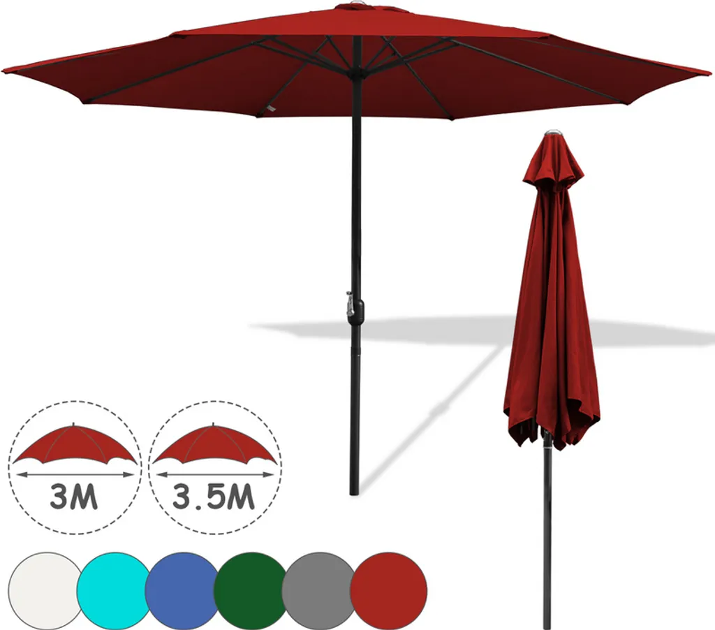 Jiubiaz 3.5m Ombrellone Idrorepellente Rosso - Struttura in Acciaio