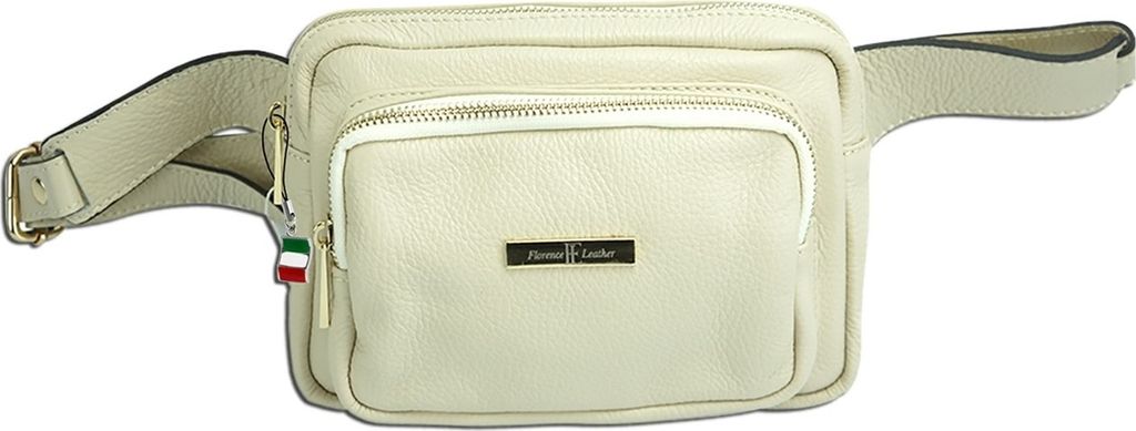 Florence Leder Tasche Gürteltasche beige weiß OTF142W