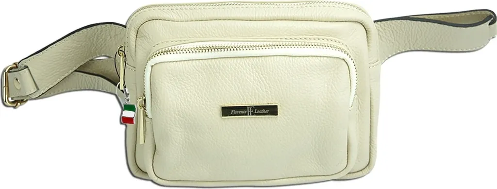 Petit sac banane femme cuir bicolore blanc beige collection Florence