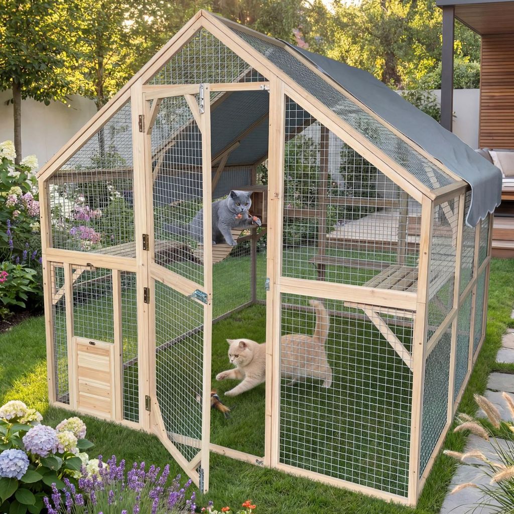 Taugrund Katzengehege Outdoor Groß XXL Katzenauslauf Freilaufgehege Katzen für Draußen Catio Katzen Gehege Outdoor Aussengehege für Katzen