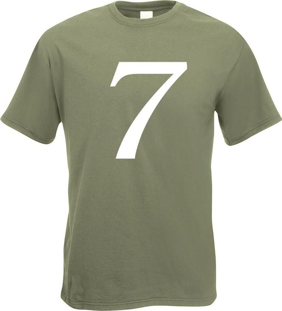 Kiwistar - T-Shirt - Olive - Zahl 7 - Zahlen Nummern Motiv Bedruckt Funshirt Design Print - mit Motiv Bedruckt - Funshirt Design - Sport - Freizeit...