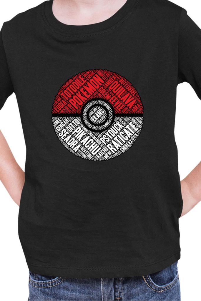 Kinder T-Shirt Japan Manga Anime Comics Pokemon 044, / Schwarz