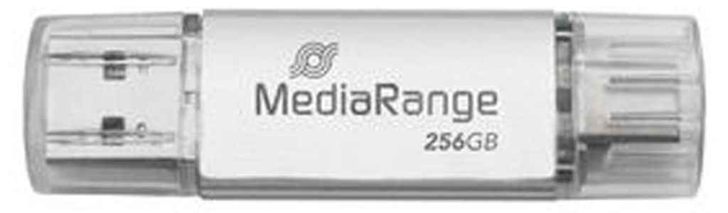 MediaRange USB-Stick 3.2 Gen 1 USB-A und USB-C,256GB silber Image du produit 