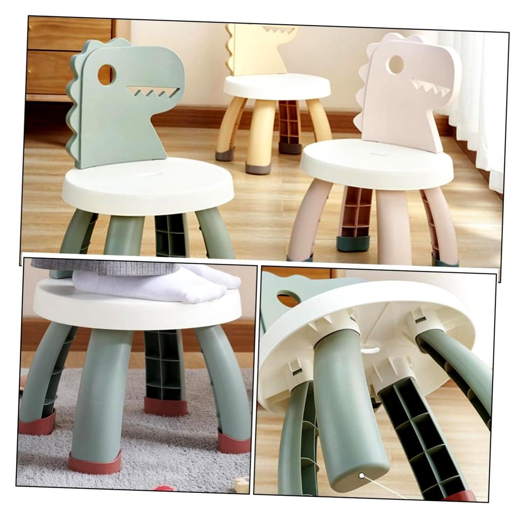Kinderstuhl Dinosaurier mit rutschfester Rücklehne, leicht für Kleinkinder, ergonomisch und sicher für Spiel und Alltag in Grün