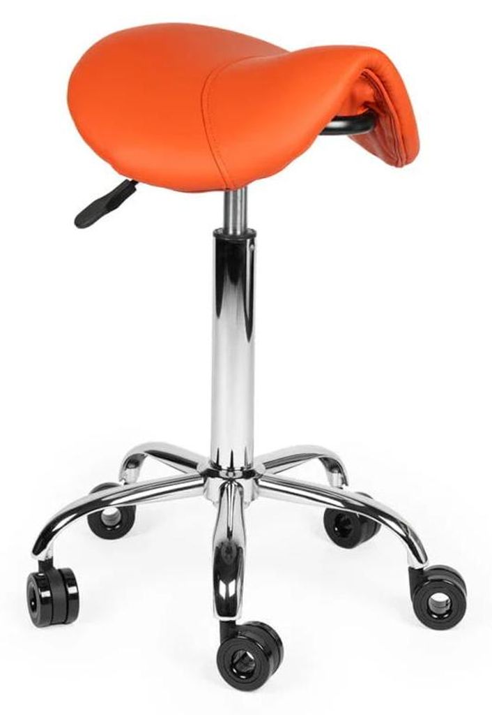 Friseurhocker Orange Auf Räder - Standard / ohne Fußstütze