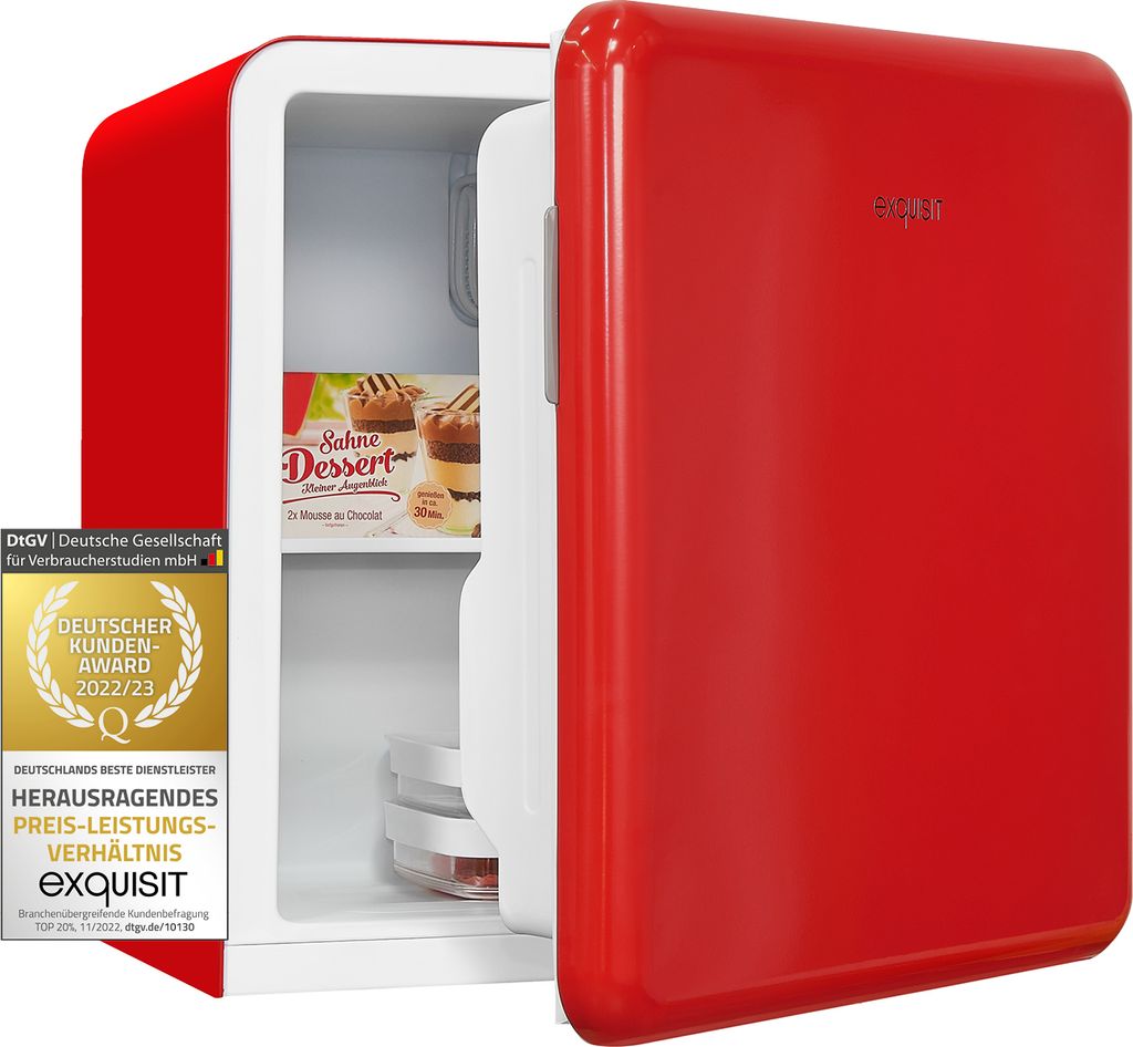 Exquisit Minikühlschrank CKB45-0-031F rot | 47 l Nutzinhalt | Classic-Design