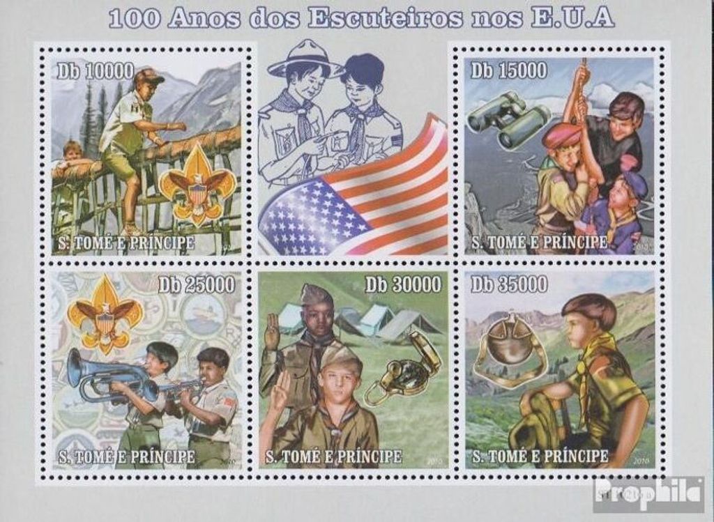 Briefmarken Sao Tome e Principe 2010 Mi 4424-4428 Kleinbogen (kompl.Ausg.) postfrisch Pfadfinder in den USA