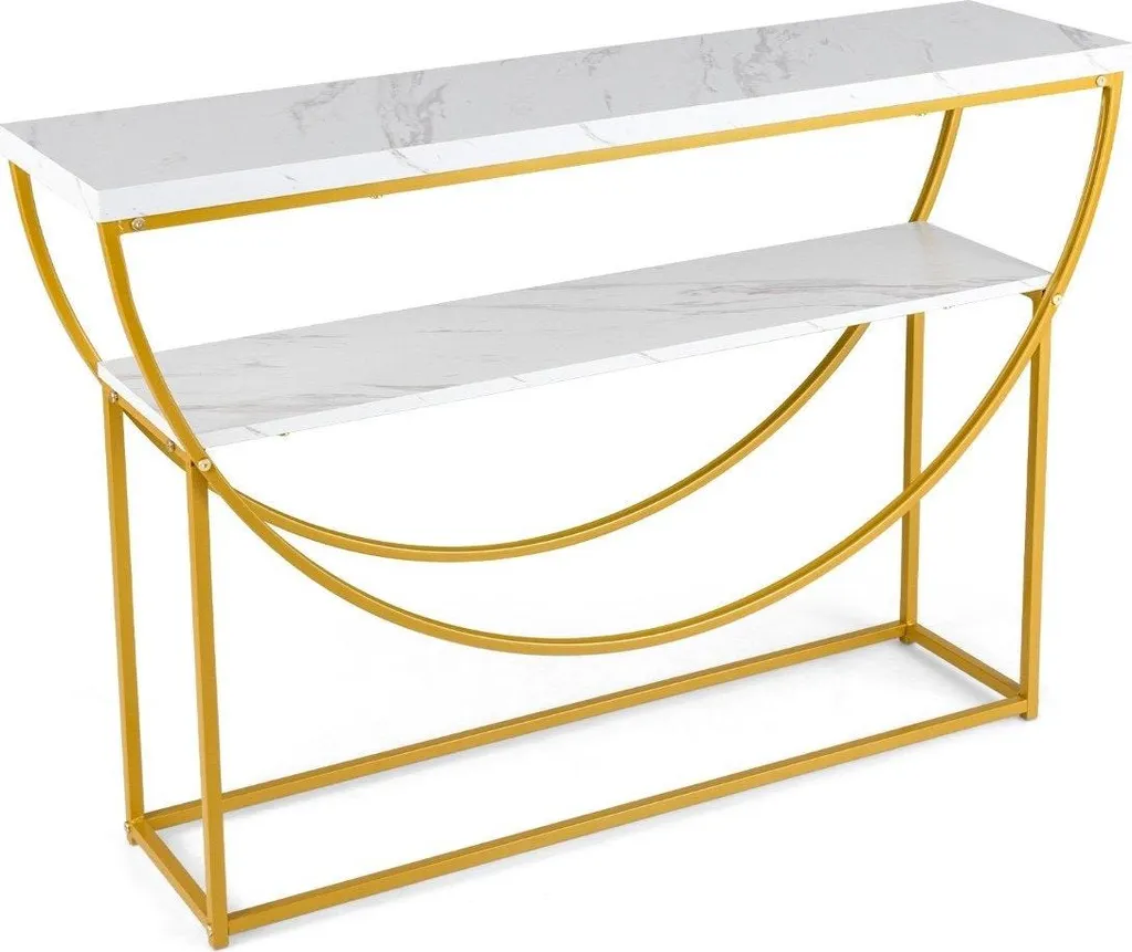 Tavolo Consolle Moderno Finto Marmo 120cm - Mobile Ingresso Design