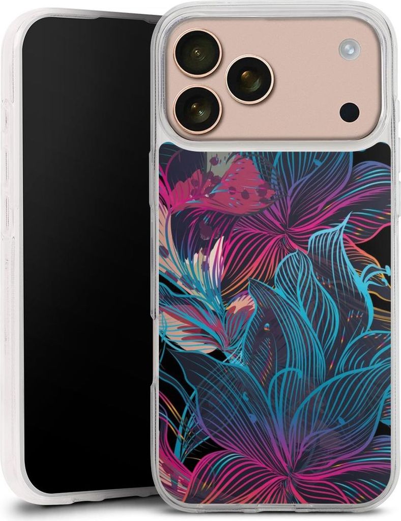 DeinDesign Handyhülle für Apple iPhone 17 Pro Max Silikon Hülle Case Smartphone Schutzhülle Blumen Neon bunt