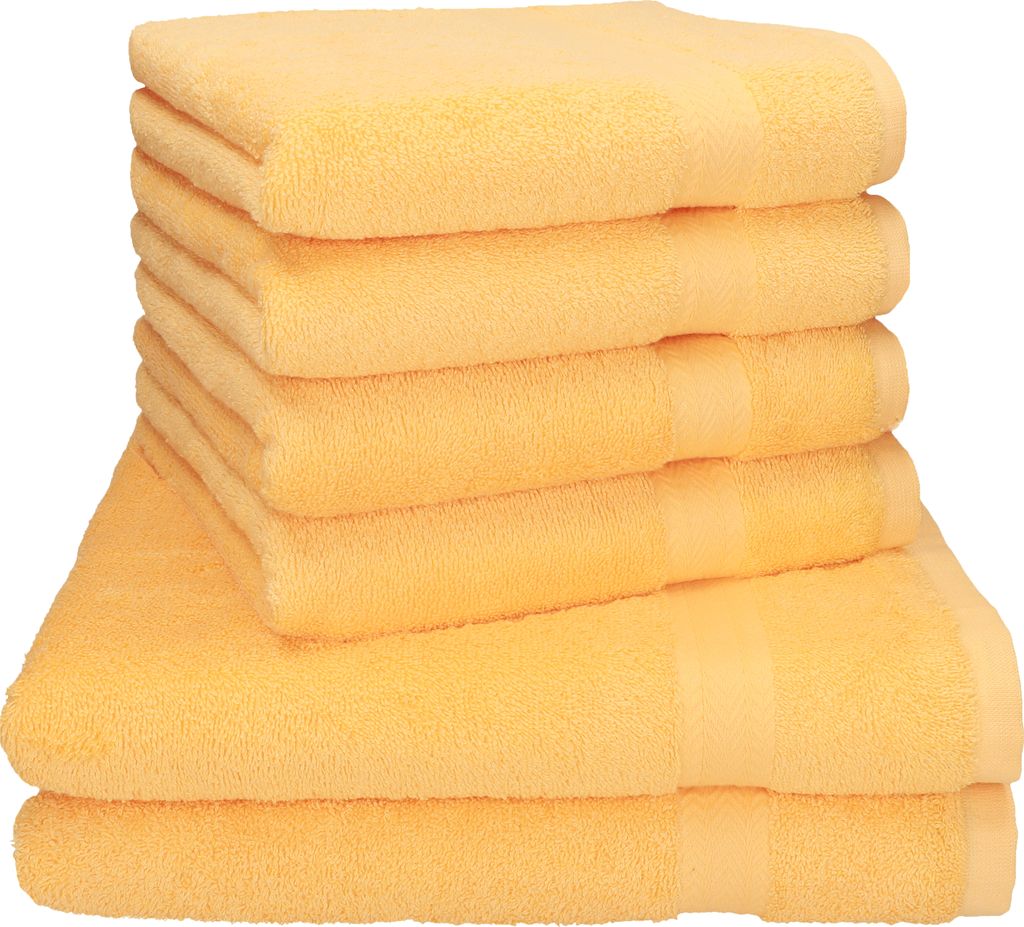 Betz 6-tlg. Handtuch-Set PREMIUM - 2 Liegetücher 4 Handtücher 100% Baumwolle Farbe: honiggelb