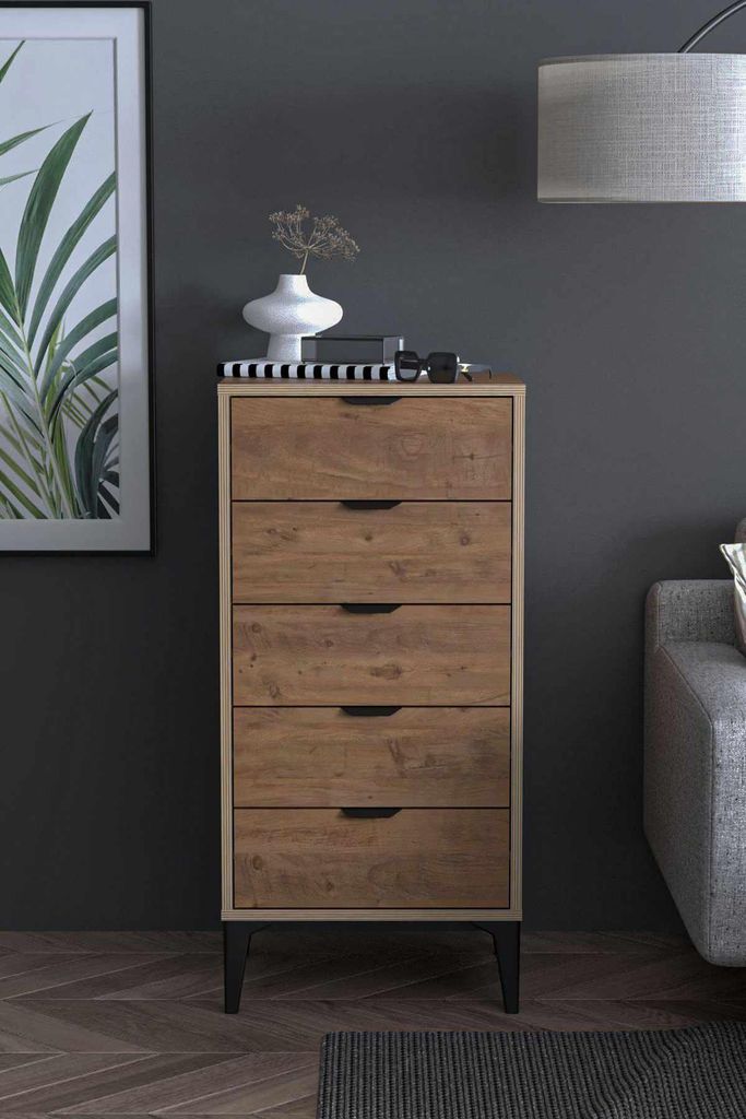 Skye Decor, Hochwertige Kommode, Atlas-Kiefer, 50 x 105 x 40 cm | 100% melaminbeschichtete Spanplatte, 18 mm dick | Metallgriff, Modernes skandinav...