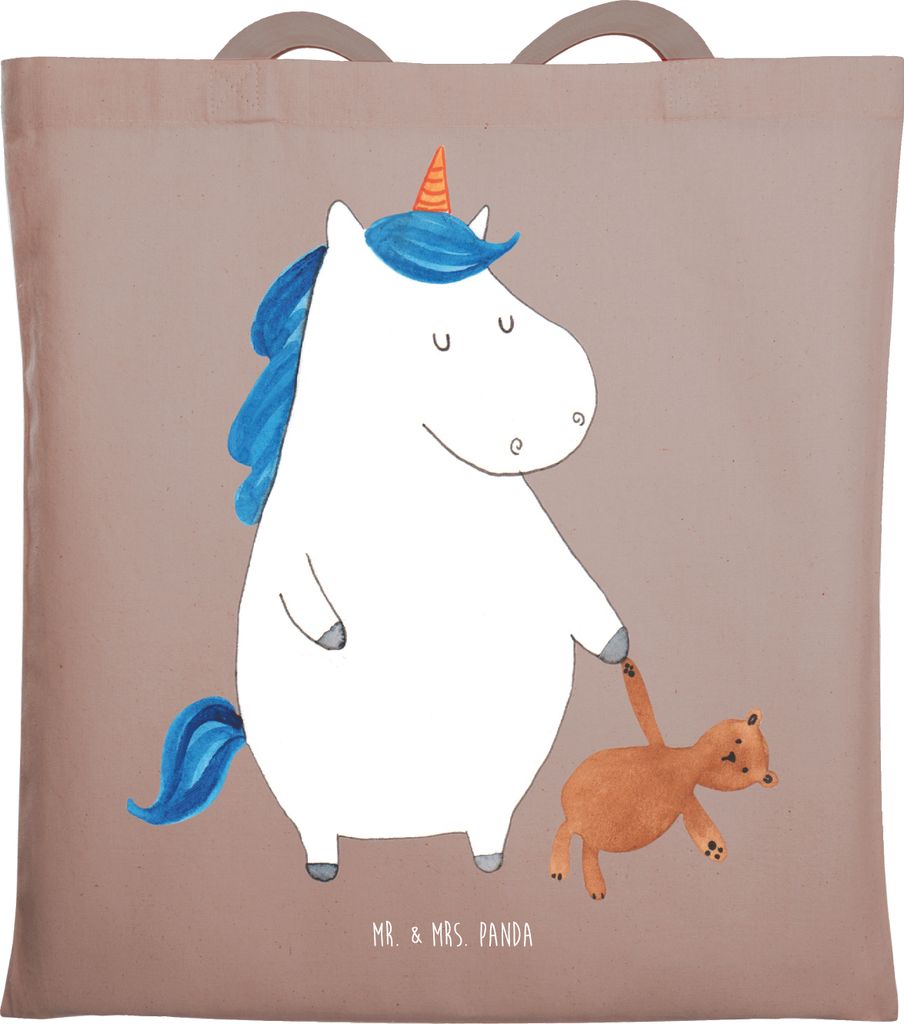 Mr. & Mrs. Panda Schultasche Einhorn Teddy - Braun Pastell - Geschenk, Laptoptasche, Single, Gute Nacht, Unicorn, Bett, Beutel, Einhörner, Tote Ba...